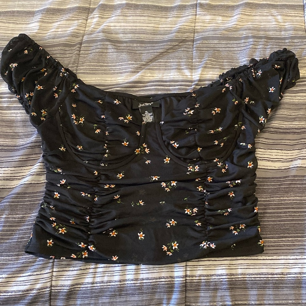 Floral black corset top